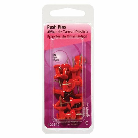 HOMECARE PRODUCTS Red CD16 Plastic Push Pins HO3304036